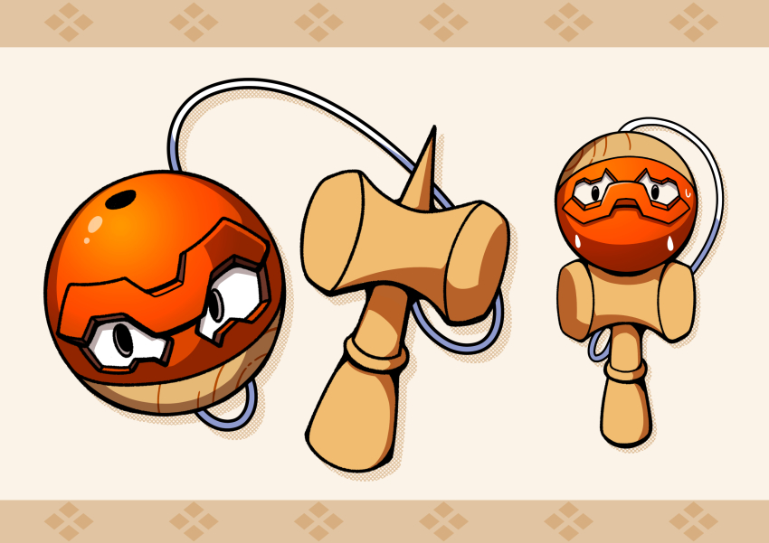 absurdres fukidashi_cotton highres hisuian_voltorb hole kendama nintendo no_humans pokemon pokemon_(creature) string sweat toy