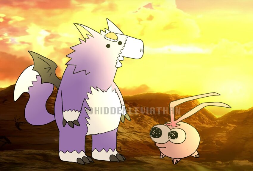black_eyes digimon digimon_(creature) digital_monster_x-evolution dorumon meme parody smiling_friends tail tokomon tokomon_x-antibody wings