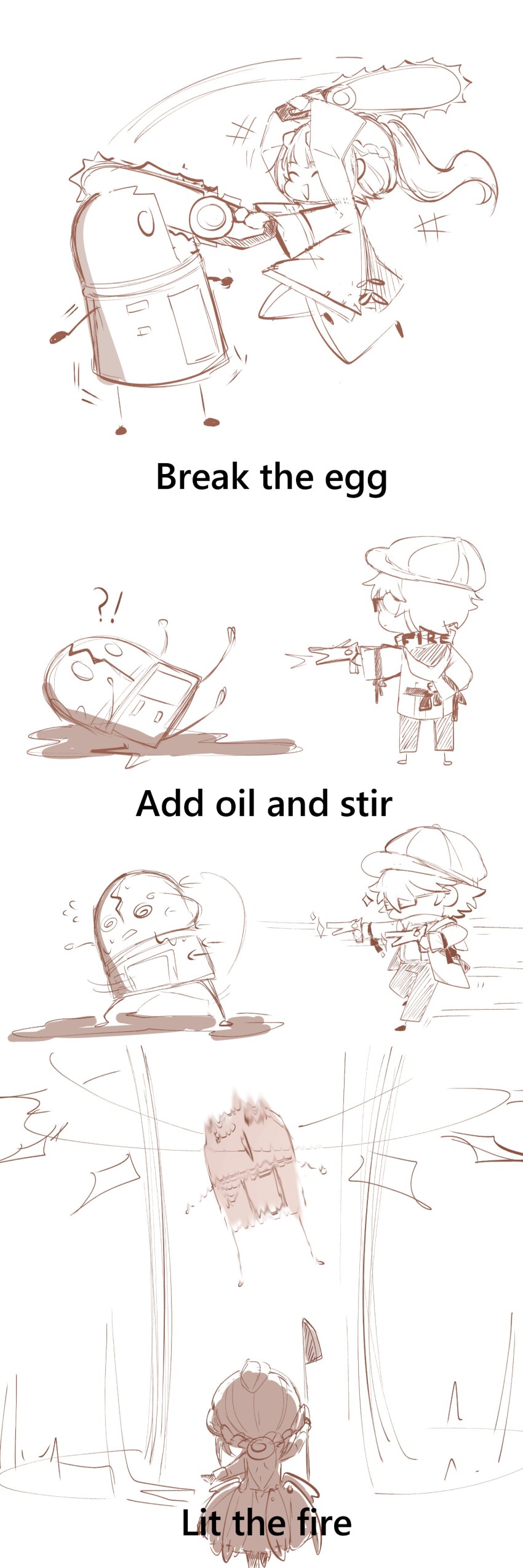 absurdres chainsaw dochikun english_text explosion highres holding holding_weapon image_sample lee:_palefire_(ivy)_(pgr) lee_(pgr) liv:_empyrea_(pgr) liv_(pgr) monochrome nanami:_pulse_(pgr) nanami_(pgr) official_alternate_costume pixiv_sample punishing:_gray_raven weapon
