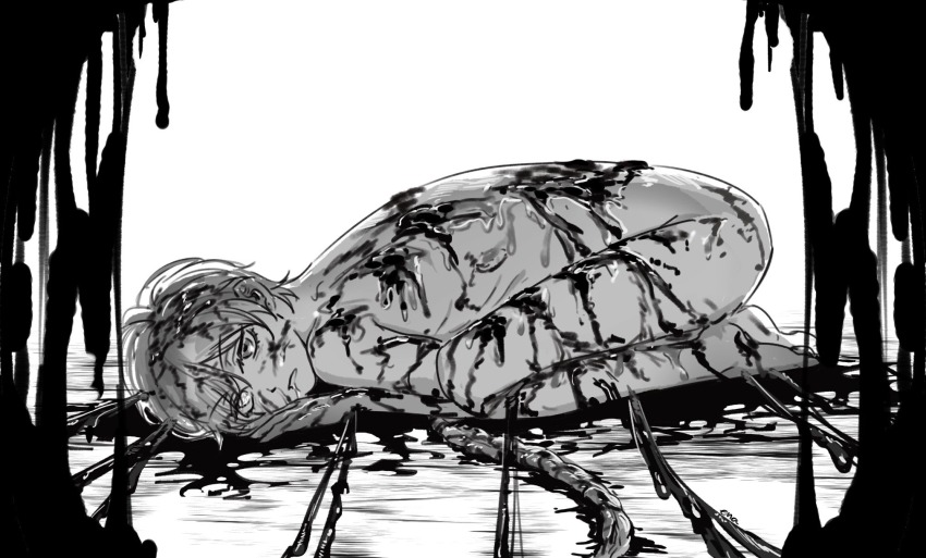 1boy after_birth blood ciel_phantomhive completely_nude ena33333333 ero_guro guro highres kuroshitsuji male_focus nude pov solo umbilical_cord