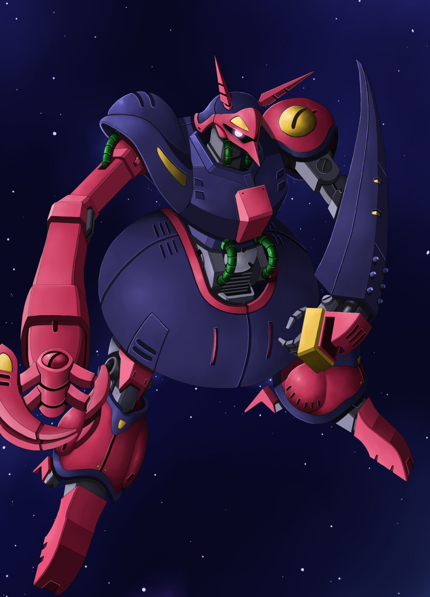 baund_doc cable glowing glowing_eye gundam highres kiriya_obu_gn md5_mismatch mecha no_humans resolution_mismatch robot solo source_smaller space zeta_gundam