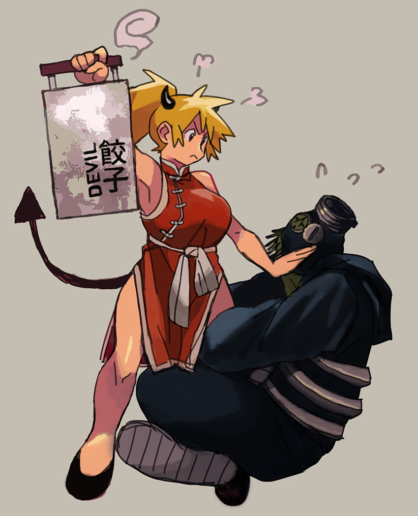 1boy 1girl dorohedoro highres kaiman_(dorohedoro) nikaidou_(dorohedoro) sanigo sash tagme