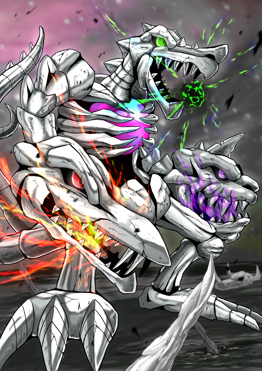absurdres deltamon digimon digimon_(creature) highres oridigi original sharp_teeth skeleton skull solo teeth