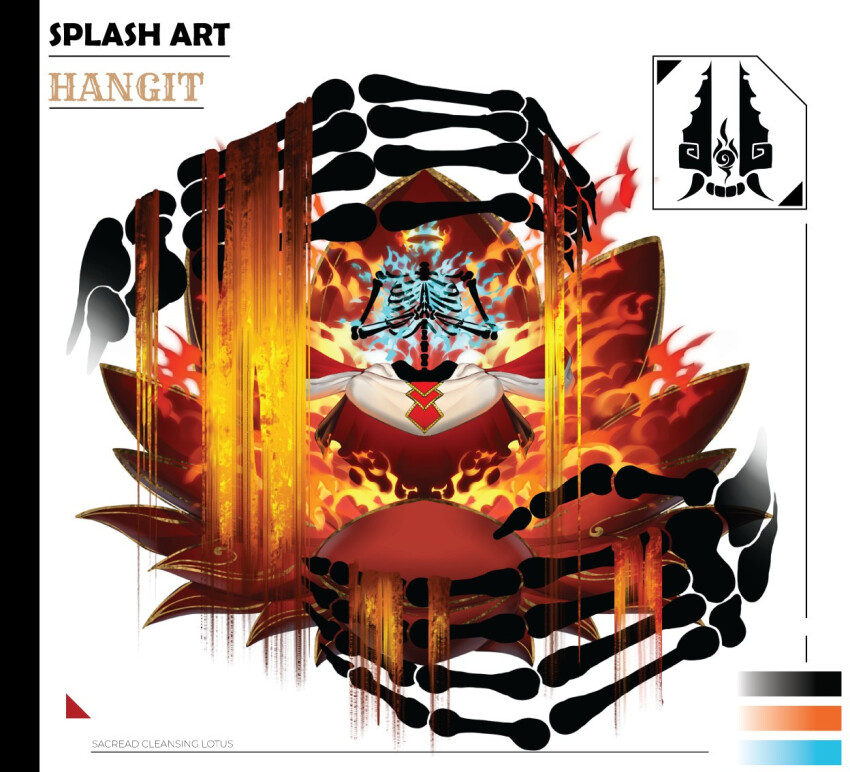 1other blue_fire burning exposed_heart fire flower giant_hand headless lotus najashi original praying rope skeleton undead white_rope