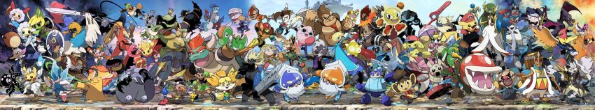 aipom alternate_color alternate_costume animal_crossing animal_ear_fluff animal_ears animal_nose ape artist_request bayonetta_(series) bayonetta_2 blastoise blaziken blonde_hair bowser bowser_jr. braixen buster_sword capcom captain_falcon castlevania:_rondo_of_blood castlevania_(series) cat_ears charizard chrom_(fire_emblem) clothed_pokemon cloud_strife cosplay dark_samus decidueye deku_shield diddy_kong diglett dinosaur ditto dog dog_ears dog_girl dog_tail donkey_kong donkey_kong_(series) donkey_kong_country dougi dr._mario dr._mario_(game) eevee f-zero facial_hair falco_lombardi family_computer_robot final_fantasy final_fantasy_vii final_fantasy_vii_advent_children fire_emblem fire_emblem:_path_of_radiance fire_emblem_awakening fox fox_mccloud gallade ganondorf gardevoir gen_1_pokemon gen_2_pokemon gen_3_pokemon gen_4_pokemon gen_5_pokemon gen_6_pokemon gen_7_pokemon hat helmet highres hylian_shield ice_climber ice_climbers ike_(fire_emblem) inkling inkling_boy inkling_girl inkling_player_character isabelle_(animal_crossing) jigglypuff ken_masters kid_icarus kid_icarus_uprising king_dedede king_k._rool kirby kirby_(series) legendary_pokemon link little_mac lizard long_image lopunny lucario lucas_(mother_3) lucina_(fire_emblem) luigi lycanroc lycanroc_(dusk) male_robin_(fire_emblem) male_robin_(fire_emblem)_(cosplay) mario mario_(series) master_sword mega_gardevoir mega_man_(character) mega_man_(classic) mega_man_(series) mega_pokemon meloetta meloetta_(aria) meowstic meowstic_(female) meowstic_(male) meta_knight metal_gear_(series) metroid mimikyu monado monkey mother_(series) mother_2 mother_3 mr._game_&amp;_watch multiple_boys multiple_girls mustache mythical_pokemon nana_(ice_climber) ness_(mother_2) nintendo olimar overalls pac-man pac-man_(game) palutena pichu pikachu pikmin_(creature) pikmin_(series) piranha_plant pit_(kid_icarus) pokemon pokemon_dppt pokemon_oras pokemon_sm pokemon_xd pokemon_xy popo_(ice_climber) princess_daisy princess_peach princess_zelda red_hair richter_belmont ridley rosalina ryu_(street_fighter) samus_aran sega sheik shield shiny_pokemon shulk_(xenoblade) simon_belmont simple_background smile snake snout solid_snake sonic_(series) sonic_the_hedgehog spikes splatoon_(series) squirtle star_fox street_fighter super_mario_galaxy super_mario_land super_smash_bros. tail the_legend_of_zelda the_legend_of_zelda:_breath_of_the_wild the_legend_of_zelda:_ocarina_of_time tiara toon_link topknot villager_(animal_crossing) wario warioware wide_image wii_fit wii_fit_trainer wii_fit_trainer_(female) wings wooden_shield xenoblade_chronicles_(series) xenoblade_chronicles_1 yoshi young_link zeld