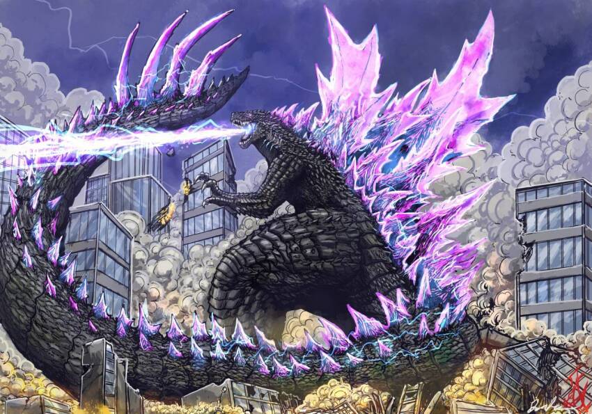 bioluminescence claws creature dragon fangs fantasy gabe_tkezilla giant giant_monster gills glowing glowing_eyes glowing_mouth glowing_spikes godzilla godzilla_(monsterverse) godzilla_(series) godzilla_evolved godzilla_x_kong:_the_new_empire jaw kaiju king_kong_(series) legendary_pictures long_tail monster monsterverse mouth_beam no_humans open_mouth scales sharp_teeth solo spiked_tail spines tail teeth toho tokusatsu