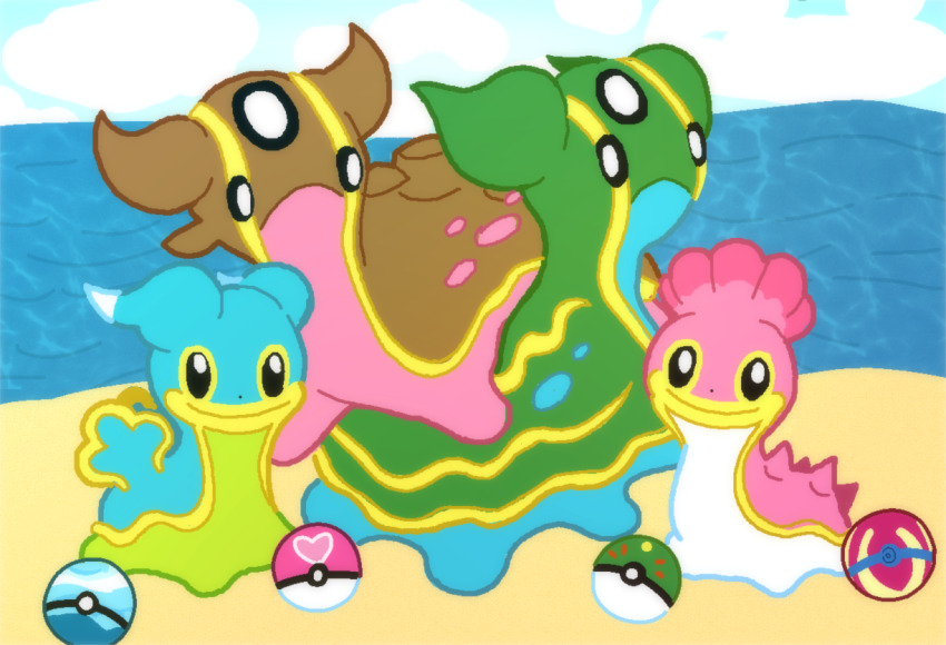 beach dive_ball friend_ball frown full_body game_freak gastrodon gastrodon_(east) gastrodon_(west) gen_4_pokemon heal_ball looking_at_viewer love_ball nintendo no_humans ocean poke_ball pokemon pokemon_(creature) pokemon_focus sea_slug sheepcounts shellos shellos_(east) shellos_(west) slug smile third_eye water