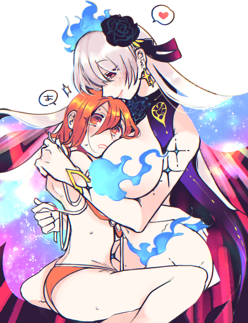 absurdres ass breasts fate/grand_order fate_(series) fujimaru_ritsuka_(female) highres kama_(fate) kama_(swimsuit_avenger)_(third_ascension)_(fate) large_breasts