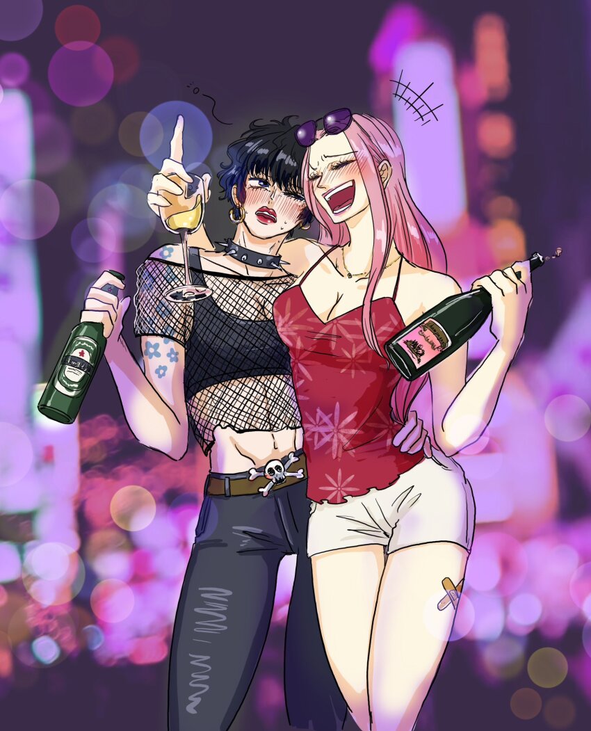 2girls breasts cleavage doll_(one_piece) highres hina_(one_piece) huge_breasts large_breasts multiple_girls one_piece smile