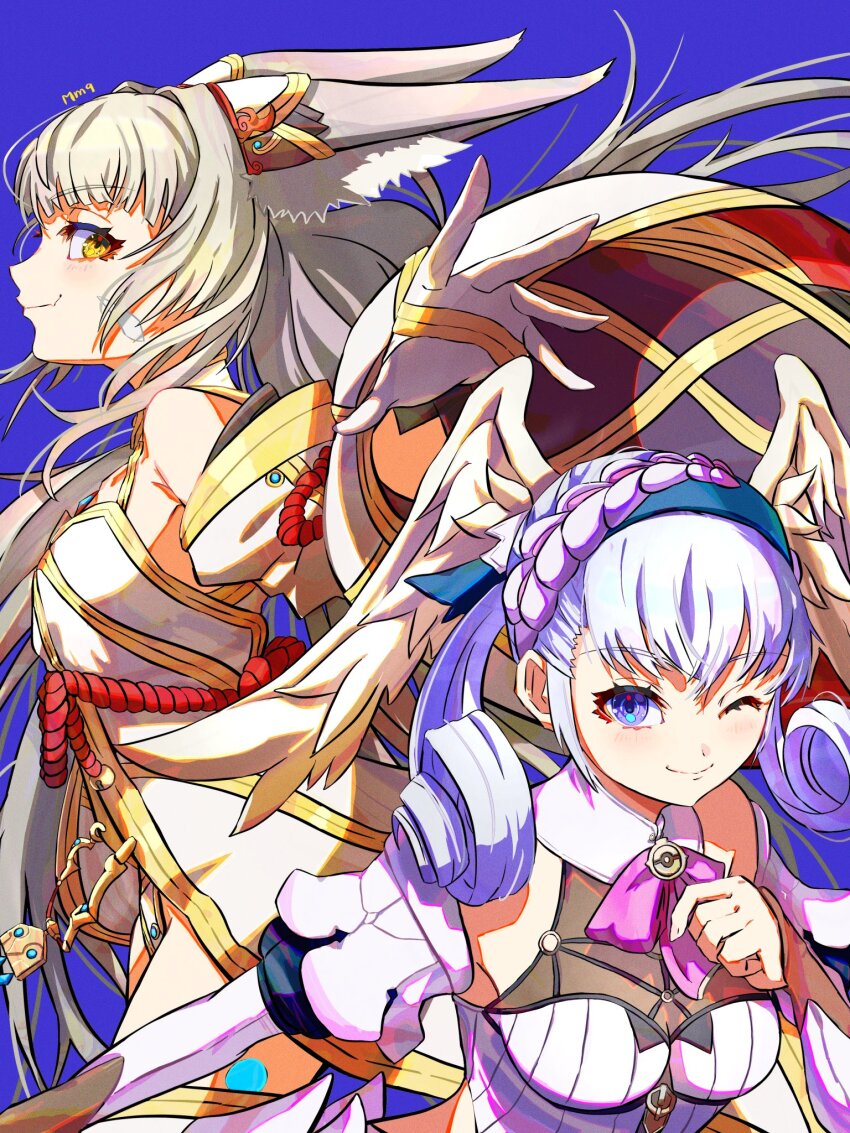 2girls highres melia_antiqua milo_monzon multiple_girls nia_(blade)_(xenoblade) nia_(xenoblade) xenoblade_chronicles:_future_connected xenoblade_chronicles_(series) xenoblade_chronicles_1 xenoblade_chronicles_2