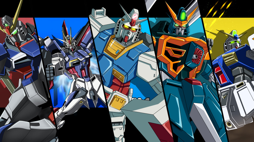 destiny_gundam gundam gundam_alex gundam_seed gundam_seed_destiny gundam_seed_freedom gundrass highres impulse_gundam mecha mecha_focus mobile_suit_gundam original robot rx-78-2_gundam