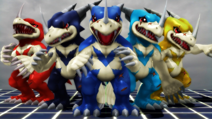 3d claws digimon dragon goldv-dramon highres horns masterv-dramon red_eyes redv-dramon scar sharp_teeth tail teeth v-dramon v-dramon_black