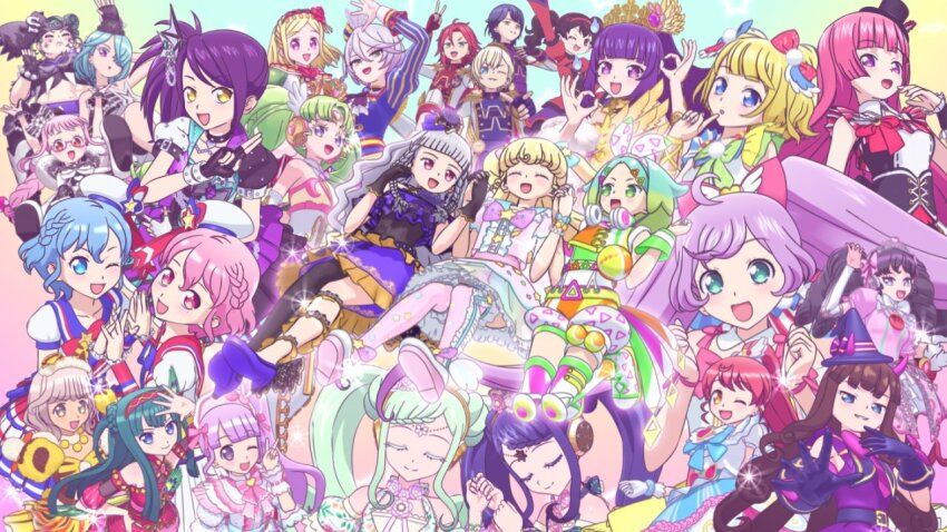 3d :d ahoge angel_and_devil animal_print bare_shoulders black_hair blonde_hair blue_eyes blue_hair blunt_bangs blunt_ends blush bow braid braided_bangs brother_and_sister brown_hair claw_pose closed_eyes closed_mouth colored_eyelashes cone_hair_bun crossdressing crossdressing_(mtf) curly_sidelocks dear_crown_cyalume_coord detached_sleeves dorothy_west double_bun dress epaulettes falala_a_larm falulu falulu_(awakened) floral_print flower forehead_jewel frills gaaruru_(pripara) garara_s_leep glasses gloves gradient_hair green_eyes green_hair grey_hair hair_between_eyes hair_bow hair_bun hair_ornament hair_over_one_eye hairband hanazono_shuka hand_up hat head_chain headphones hojo_cosmo hojo_sophy idol idol_clothes idol_time_pripara jacket jewelry jigoku_mimiko kiki_ajimi kishimen_hair koda_michiru kurosu_aroma long_hair long_sleeves looking_at_viewer maid_headdress manaka_laala manaka_non midorikaze_fuwari miichiru_(pripara) minami_mirei mini_hat mini_top_hat mini_witch_hat mitaka_asahi mole mole_under_eye multicolored_dress multicolored_hair multiple_boys multiple_girls nabeshima_chanko nijiiro_nino official_art ok_sign one_eye_closed open_mouth otudane parted_bangs pink-framed_eyewear pink_bow pink_eyes pink_hair ponytail pretty_series print_dress pripara puffy_short_sleeves puffy_sleeves purple_eyes purple_hair red_eyes red_hair red_hairband reona_west ringlets shikyoin_hibiki shiratama_mikan shirt short_hair short_sleeves siblings side_braid side_ponytail skirt smile taiyo_pepper takase_koyoi tiger_print top_hat toudou_shion trap tsukikawa_chili twin_braids twins twintails v very_long_hair wavy_hair white_dress white_shirt wing_hair_ornament winged_hairband witch_hat yellow_dress yellow_eyes yumekawa_shogo yumekawa_yui