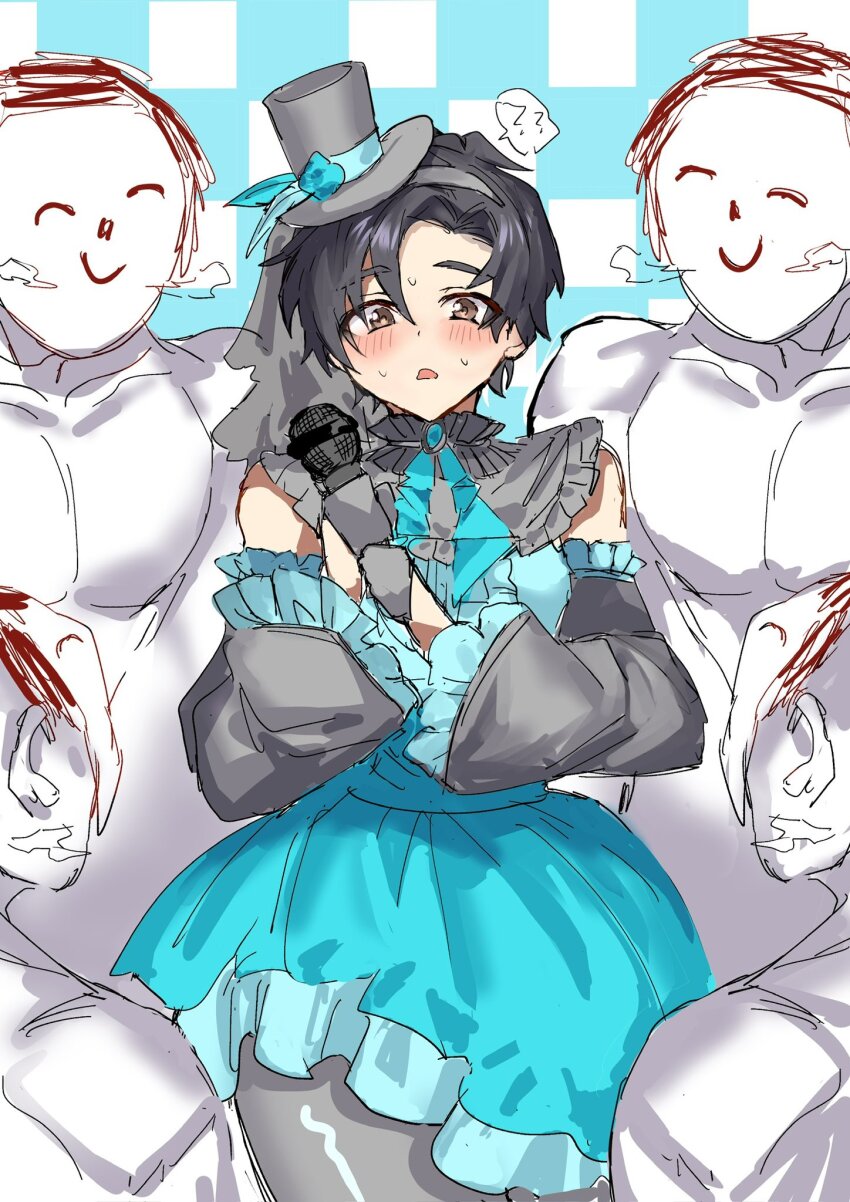 5boys blue_archive blue_archive_the_animation crossdressing doodle_sensei_(blue_archive) feminization highres idol_clothes implied_selfcest implied_sex implied_yaoi multiple_boys selfcest sensei_(blue_archive) sensei_(blue_archive_the_animation) tanutanax trap