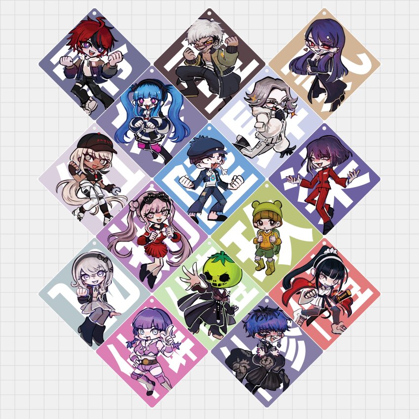 6+boys 6+girls absurdres amemiya_darumi aotsuki_eito black_hair blonde_hair blue_eyes blue_hair brown_eyes brown_hair full_body ginzaki_shouma grey_eyes grey_hair highres holy_jumonji_sword kawana_tsubasa kirifuji_nozomi long_hair looking_at_viewer magadori_kyoshika maruko_gaku mask mask_on_head matching_hair/eyes medium_hair mojiro_moko multicolored_hair multiple_boys multiple_girls omokage_yugamu oosuzuki_kurara orange_eyes pink_eyes pink_hair purple_eyes purple_hair red_eyes red_hair shizuhara_hiruko short_hair simple_background sumino_takumi tagme the_hundred_line_-last_defense_academy- tsukumo_ima tsukumo_kako white_background yakushiji_takemaru