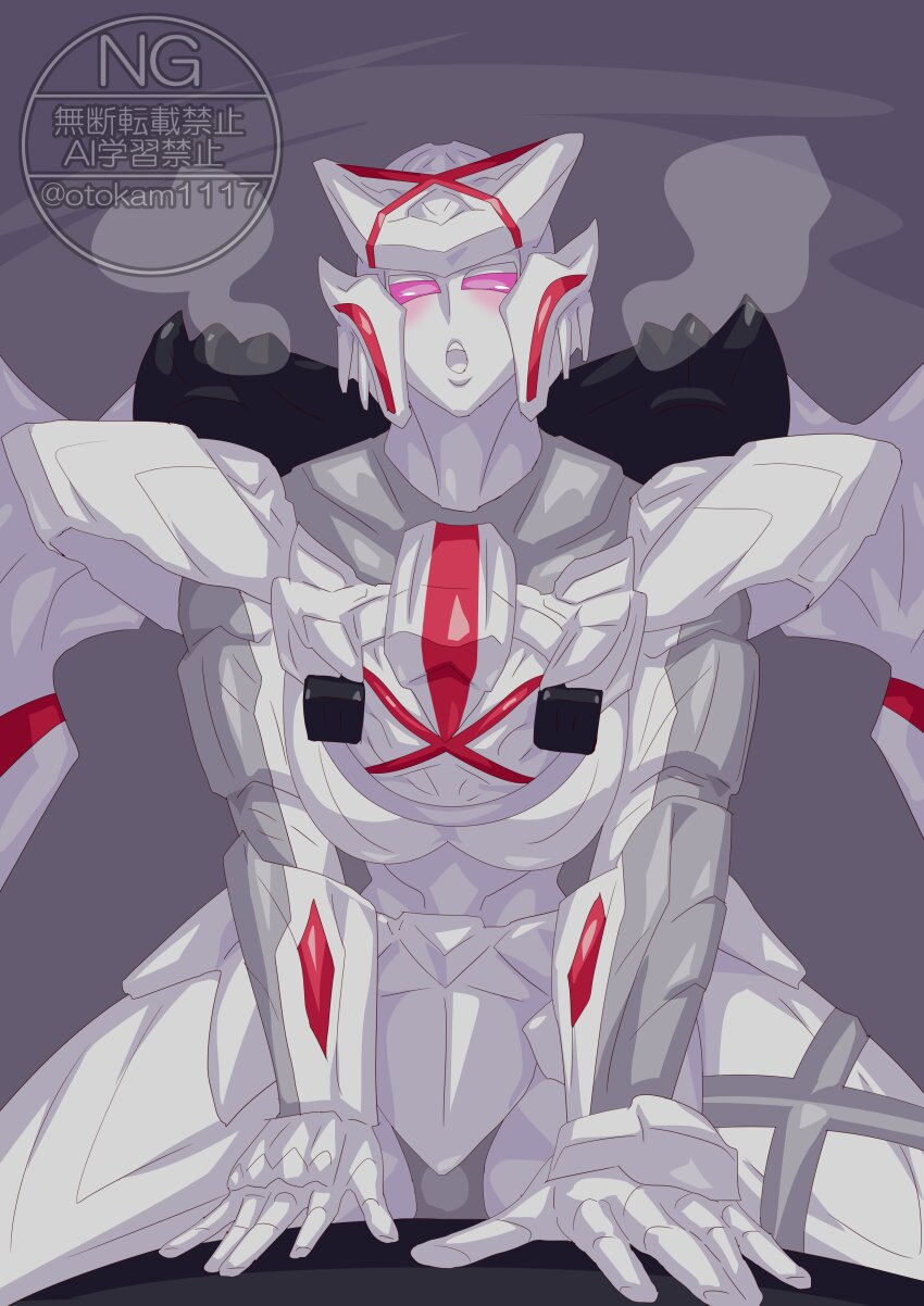 1girl absurdres blush breasts colored_skin highres looking_at_viewer mecha mechanical_wings no.1_sentai_gozyuger otokamu queen queen_tegajune robot super_sentai tegajune tokusatsu white_skin wings