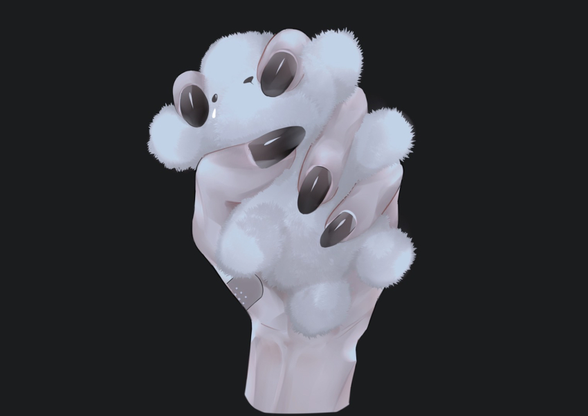 1other bandaid bandaid_on_hand black_background black_nails fingernails hand_focus long_fingernails mano_aaa nail_polish original simple_background solo squeezing stuffed_animal stuffed_toy teddy_bear