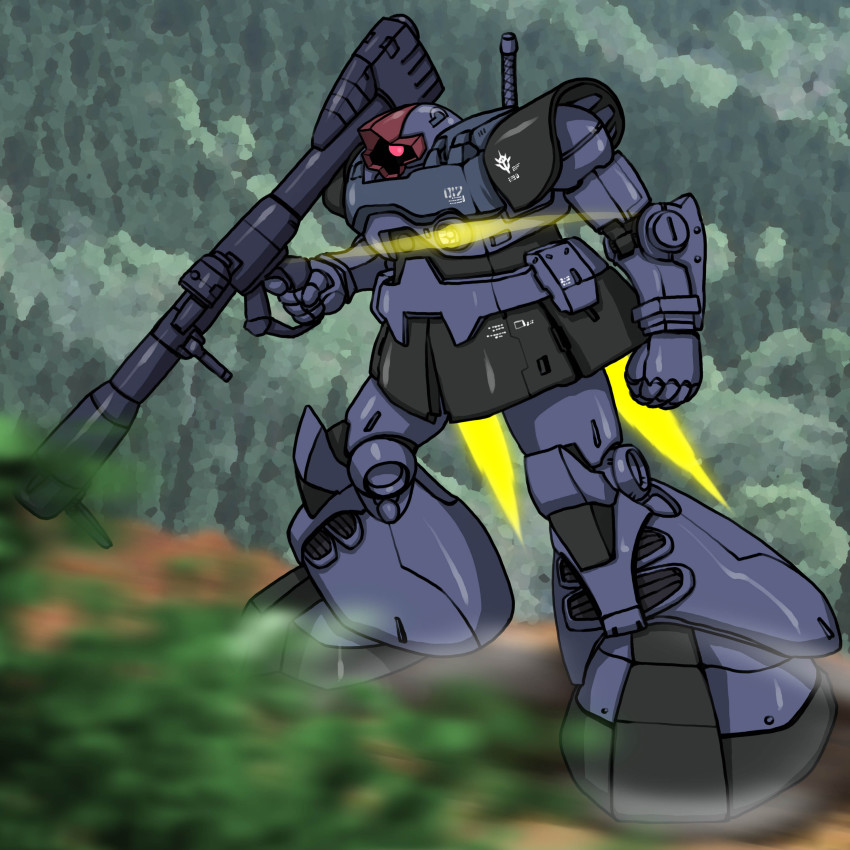absurdres dom_(mobile_suit) gundam highres hirodango m1_bazooka mecha mobile_suit_gundam robot rocket_launcher weapon zeon