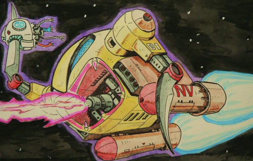 artist_request firing gm_(mobile_suit) gundam impaled mecha mobile_suit_gundam robot severed_head space zakrello