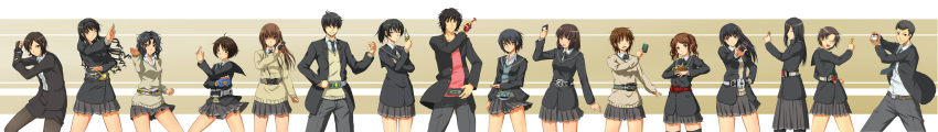 3boys 6+girls absurdres amagami another_agito ayatsuji_tsukasa belt everyone henshin hiba_manaka highres kamen_rider kamen_rider_555 kamen_rider_agito_(series) kamen_rider_black kamen_rider_black_(series) kamen_rider_blade_(series) kamen_rider_dcd kamen_rider_decade kamen_rider_den-o kamen_rider_den-o_(series) kamen_rider_double kamen_rider_garren kamen_rider_hibiki kamen_rider_hibiki_(series) kamen_rider_kabuto kamen_rider_kabuto_(series) kamen_rider_kaixa kamen_rider_kick_hopper kamen_rider_kiva kamen_rider_kiva_(series) kamen_rider_kuuga kamen_rider_kuuga_(series) kamen_rider_ryuki_(series) kamen_rider_tiger kamen_rider_w kamen_rider_zeronos kamizaki_risa kivat-bat_iii long_image morishima_haruka multiple_boys multiple_girls nakata_sae name_connection nanasaki_ai pantyhose parody sakurai_rihoko samurai_sentai_shinkenger school_uniform shinken_gold super_sentai sweater tachibana_jun&#039;ichi tachibana_miya takahashi_maya tanaka_keiko_(amagami) tanamachi_kaoru tendou_souji toki_(tokihakashi) tsukahara_hibiki umehara_masayoshi wide_image yuzuki_ruriko