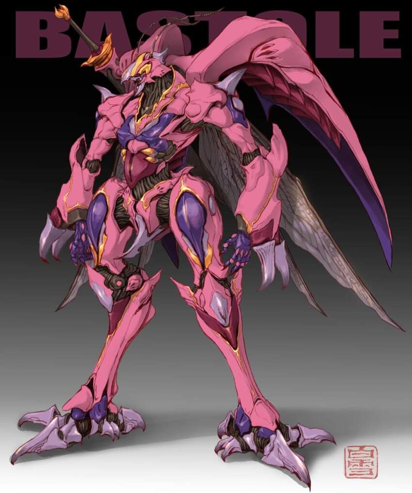 bastole character_name full_body gradient_background highres looking_to_the_side maeda_hiroyuki mecha no_humans open_hands redesign robot science_fiction seisenshi_dunbine shadow sheath sheathed solo standing sword weapon