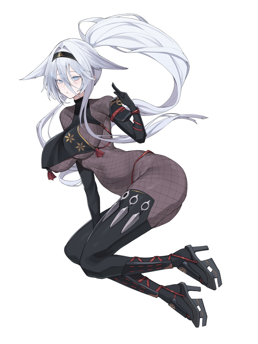 1girl absurdres azur_lane black_bodystocking bodystocking breast_curtain breasts fishnet_bodystocking fishnets full_body highres kurowanjjyang official_alternate_costume simple_background solo sovetsky_soyuz_(azur_lane) sovetsky_soyuz_(stringed_interrogation)_(azur_lane) white_background