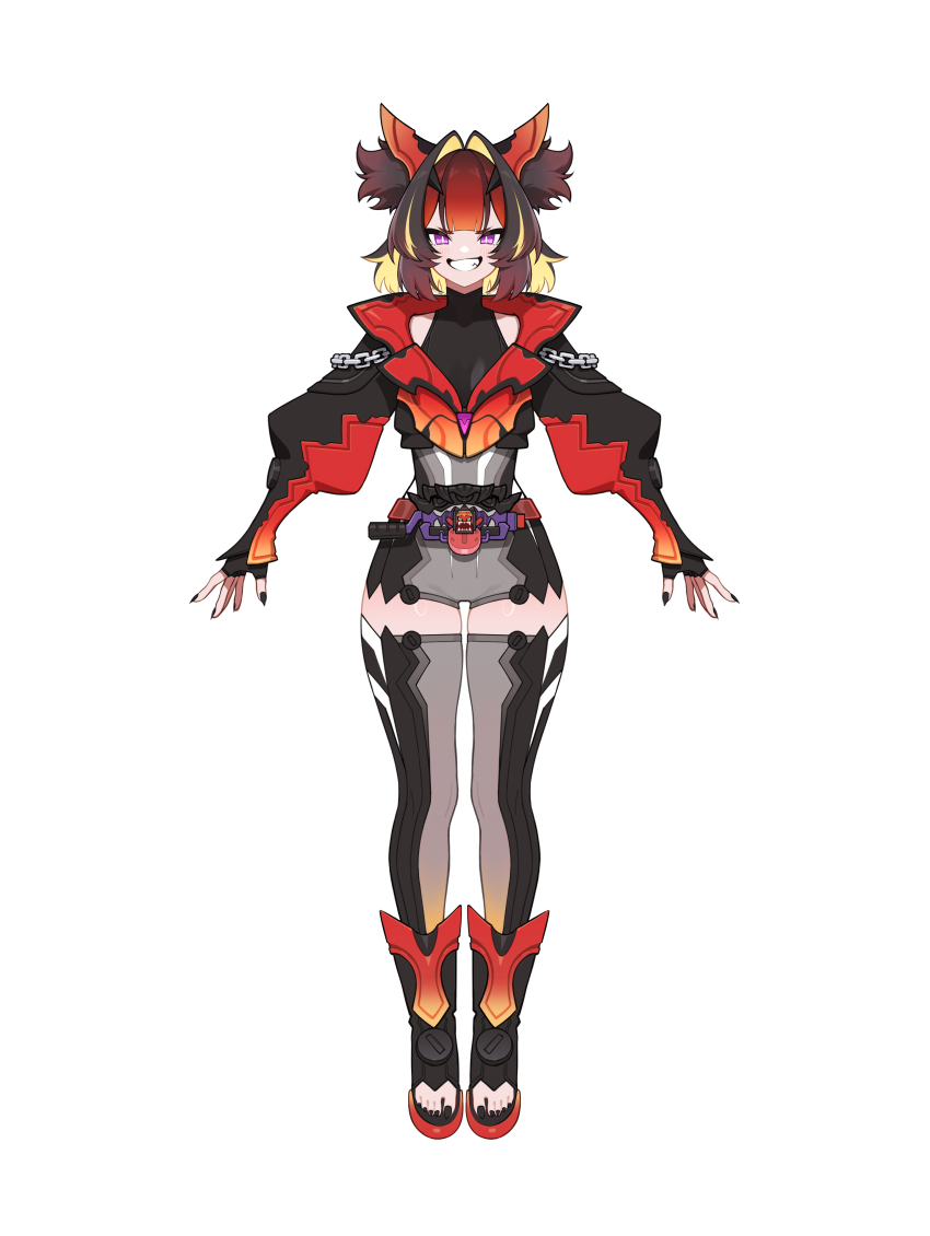 absurdres black_nails bodysuit boots fingernails goz-zz highres jacket kamen_rider kamen_rider_bitter_gavv kamen_rider_bitter_gavv_(sparkingummy_form) kamen_rider_gavv_(series) nail_polish open-toe_boots sharp_fingernails smirk toenail_polish toenails