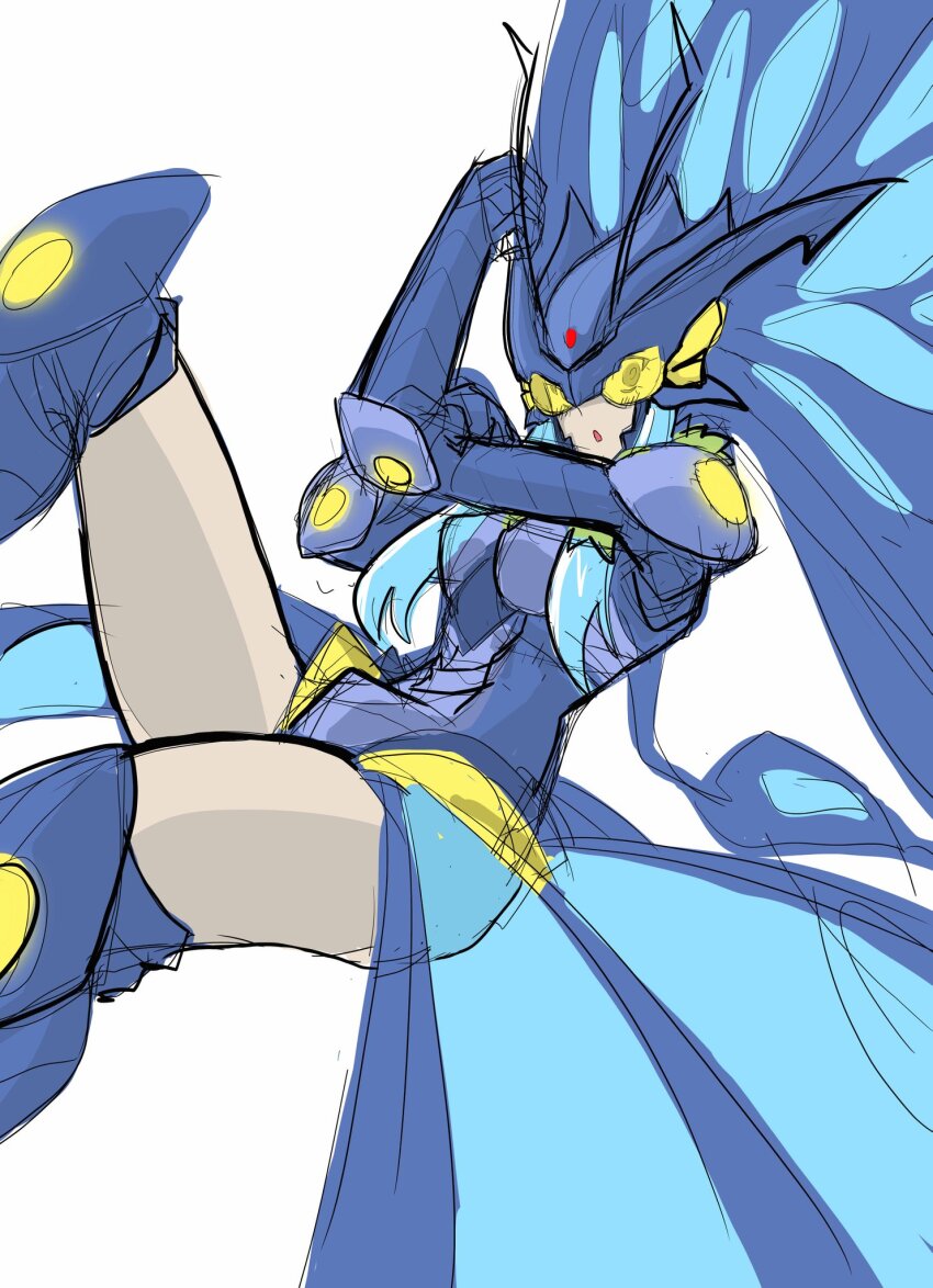 1girl armor armored_boots armored_gloves armored_leotard blue_hair boots breasts bug butterfly butterfly_wings digimon digimon_(creature) digimon_story:_cyber_sleuth_hacker&#039;s_memory female_focus fur_collar gloves helmet highres hudiemon insect insect_wings leotard medium_breasts open_mouth ph6xeivbgpimggg shoulder_armor skirt solo solo_focus thick_thighs thighhighs thighs tinted_eyewear wings yellow-tinted_eyewear