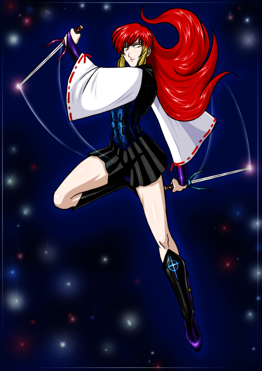 00s 1girl absurdres bleach female_focus highres long_hair nagano_tenzen original red_hair self-upload shinigami solo sword tenzen_(netspike) weapon