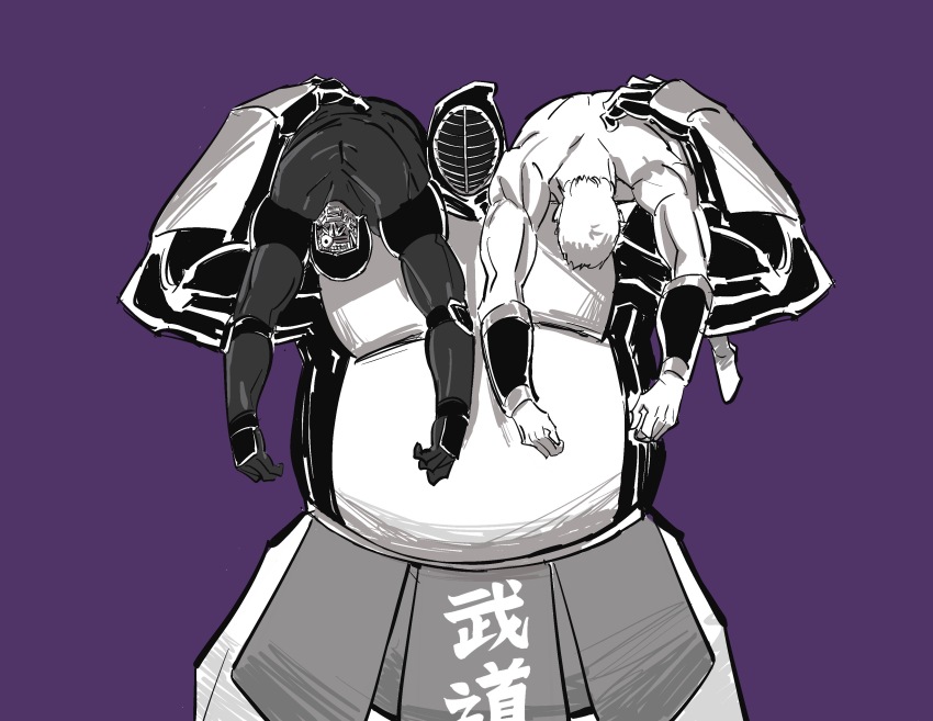 3girls absurdres android biceps big_the_budo defeat highres humiliation kinnikuman looking_at_viewer mask monster_boy multiple_girls muscular robin_mask shaded_face standing sushio teeth unconscious warsman white_background