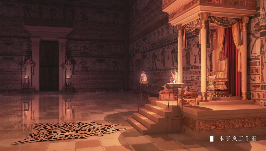 ancient_egyptian egypt egyptian_mythology highres palace statue temple throne