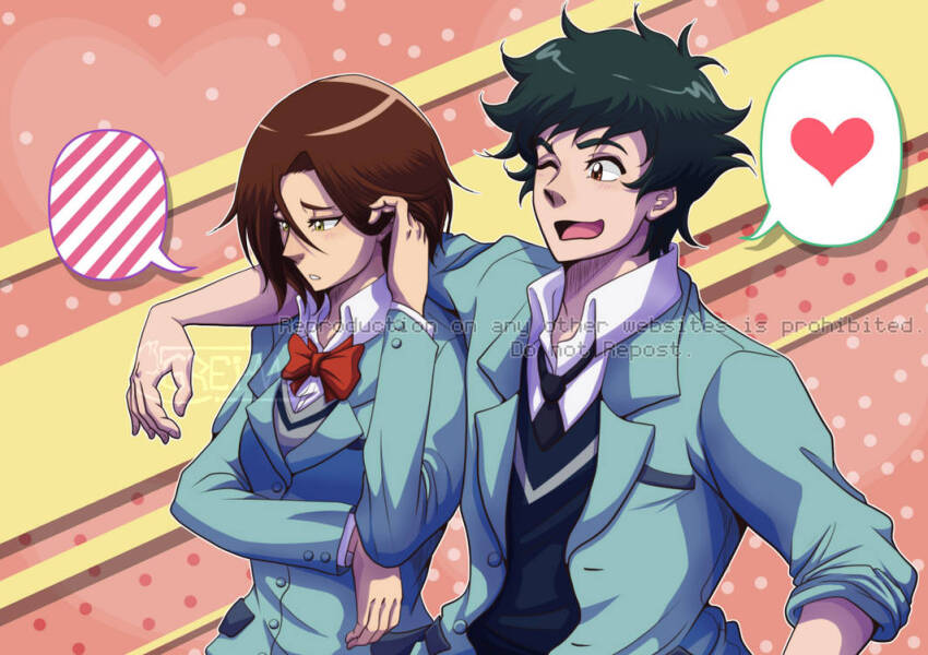 1boy 1girl blush digimon heart himekawa_maki nishijima_daigo short_hair