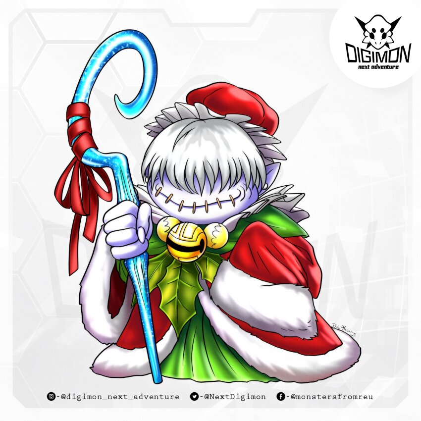 babamon christmas digimon digimon_(creature) highres nextdigimon original solo staff
