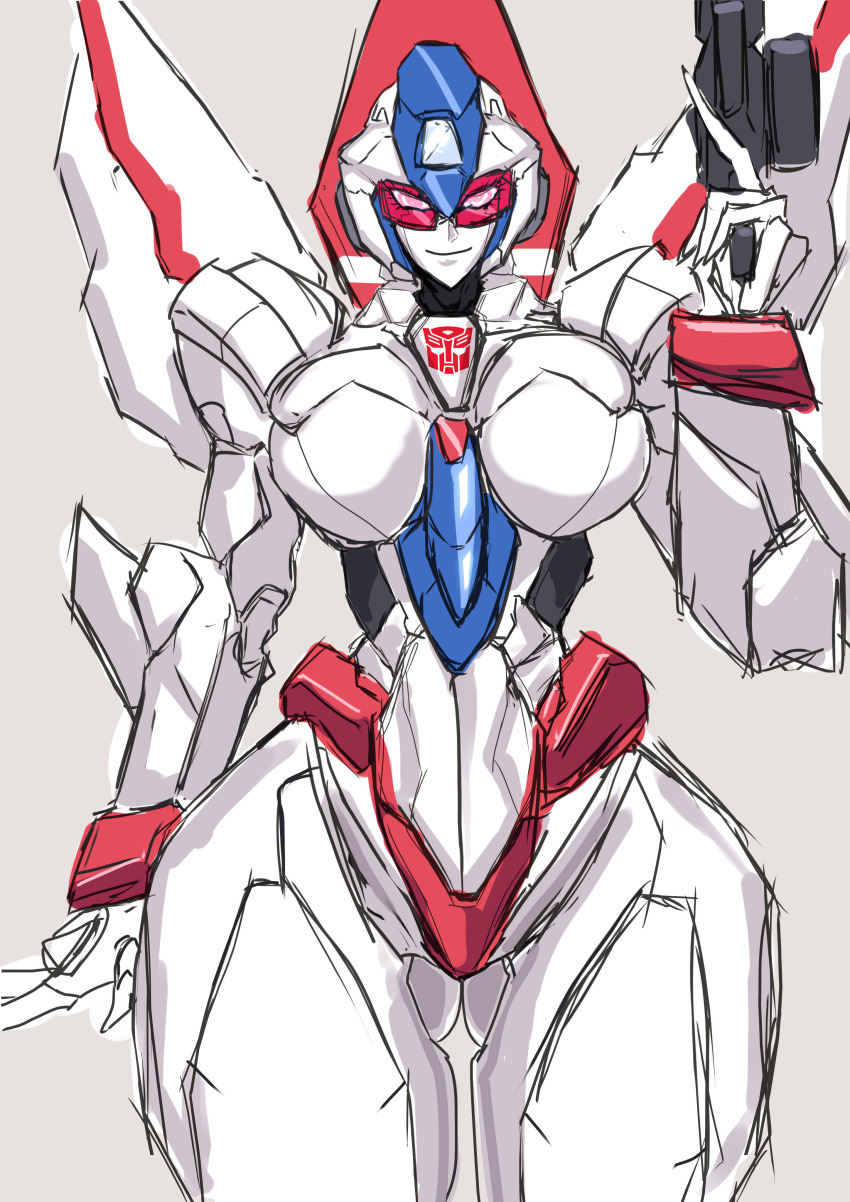 absurdres armor autobot breasts curvy genderswap genderswap_(mtf) glasses grey_background grotesquerampag gun helmet highres holding holding_gun holding_weapon humanoid_robot jetfire large_breasts mechanical_wings narrow_waist panties red-framed_eyewear red_panties robot science_fiction simple_background thick_thighs thighs transformers underwear weapon wings