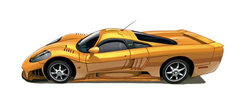 absurdres car from_side highres midnight_club_(game_series) midnight_club_3 motor_vehicle no_humans orange_car radio_antenna reex_(maximumr3x) saleen saleen_s7 shadow simple_background sports_car vehicle_focus white_background