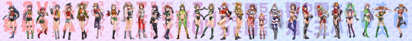6+girls absurdres antennae belt boots elbow_gloves epic everyone full_body gender_request genderswap gloves hand_on_own_hip highres kamen_rider kamen_rider_(1st_series) kamen_rider_1 kamen_rider_2 kamen_rider_555 kamen_rider_agito kamen_rider_agito_(series) kamen_rider_amazon kamen_rider_amazon_(series) kamen_rider_black kamen_rider_black_(series) kamen_rider_black_rx kamen_rider_black_rx_(series) kamen_rider_blade kamen_rider_blade_(series) kamen_rider_dcd kamen_rider_decade kamen_rider_den-o kamen_rider_den-o_(series) kamen_rider_double kamen_rider_faiz kamen_rider_g kamen_rider_hibiki kamen_rider_hibiki_(series) kamen_rider_j kamen_rider_kabuto kamen_rider_kabuto_(series) kamen_rider_kiva kamen_rider_kiva_(series) kamen_rider_kuuga kamen_rider_kuuga_(series) kamen_rider_ooo kamen_rider_ooo_(series) kamen_rider_ryuki kamen_rider_ryuki_(series) kamen_rider_shin kamen_rider_stronger kamen_rider_stronger_(series) kamen_rider_super-1 kamen_rider_super-1_(series) kamen_rider_v3 kamen_rider_v3_(series) kamen_rider_w kamen_rider_x kamen_rider_x_(series) kamen_rider_zo kamen_rider_zx legs long_image midriff multiple_girls new_kamen_rider personification riderman scarf shin_kamen_rider_prologue skyrider thigh_boots thighhighs wide_image yusao