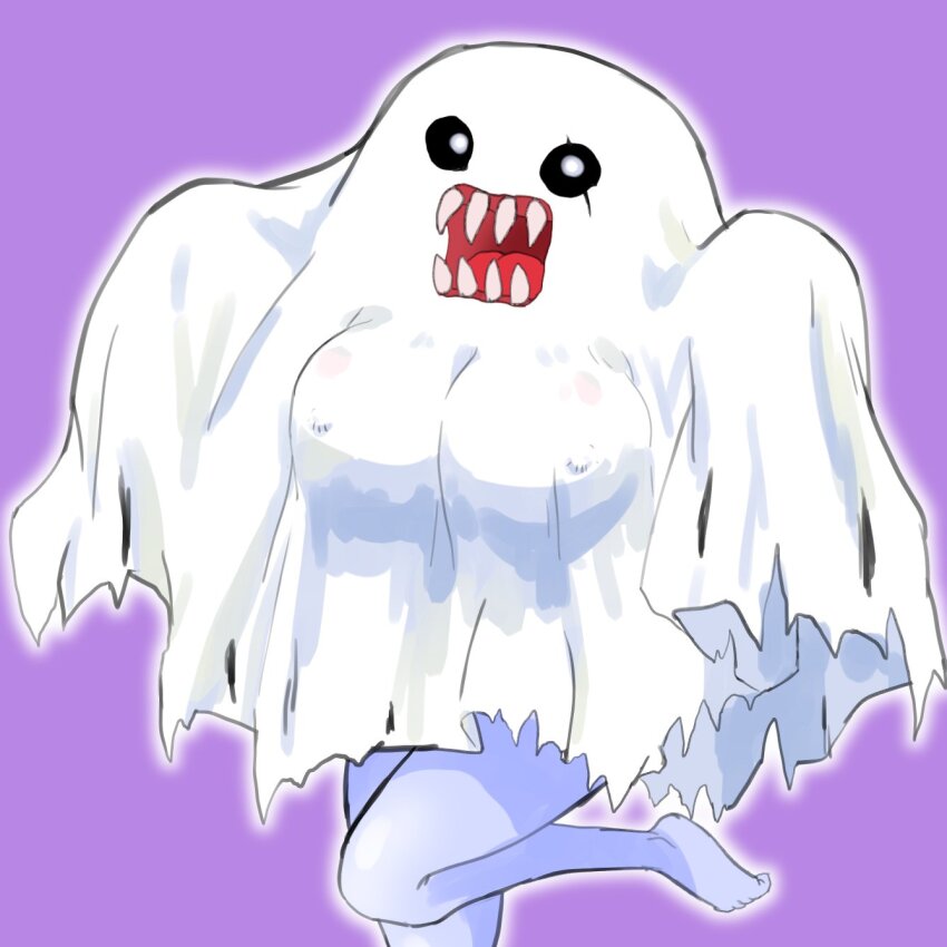 1girl bakemon breasts digimon digimon_(creature) female_focus highres scarf sharp_teeth solo teeth