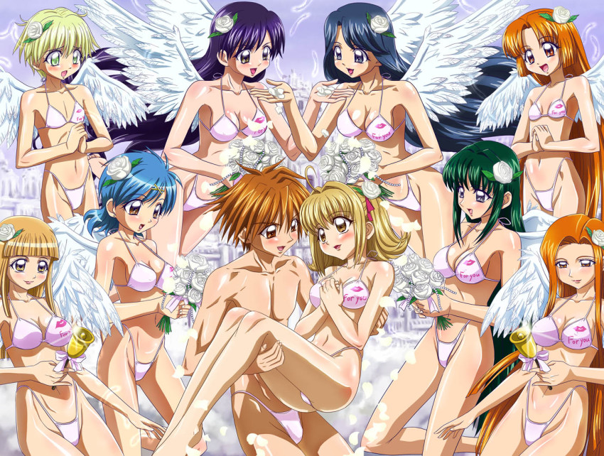 00s 2boys 6+girls angel angel_wings ankoku_tiger bell bikini blush bouquet breasts caren_(mermaid_melody_pichi_pichi_pitch) carrying cleavage coco_(mermaid_melody_pichi_pichi_pitch) commission crossdressing doumoto_kaito flower highleg highleg_bikini hippo_(mermaid_melody_pichi_pichi_pitch) houshou_hanon male_swimwear matching_outfits medium_breasts mermaid_melody_pichi_pichi_pitch multiple_boys multiple_girls nanami_lucia noel_(mermaid_melody_pichi_pichi_pitch) official_style princess_carry rose sara_(mermaid_melody_pichi_pichi_pitch) seira_(mermaid_melody_pichi_pichi_pitch) siblings sisters small_breasts smile swimsuit thong touin_rina trap twins white_bikini white_flower white_male_swimwear white_rose white_theme wings