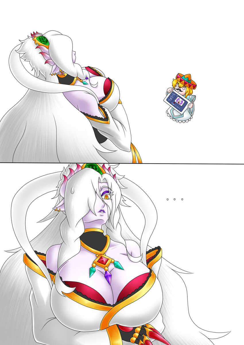 2girls breasts digimon digimon_next fusion highres lilithmon mikihara_norn multiple_girls ordinemon oridigi original personification size_difference yggdrasill_(digimon) yggdrasill_7d6