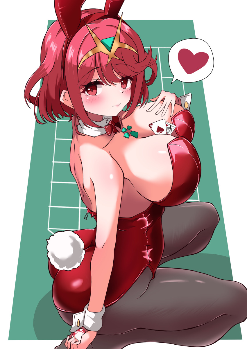 absurdres alternate_costume breasts highres large_breasts leotard otama_(otama_ladle23) playboy_bunny pyra_(xenoblade) red_eyes red_hair xenoblade_chronicles_(series) xenoblade_chronicles_2