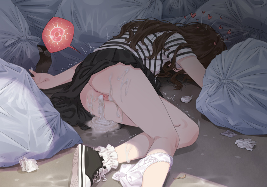 1boy 1girl after_rape after_vaginal aftersex alley anus ass bed black_hair black_shoes black_skirt blush breasts brown_hair clothes_lift clothes_pull condom cum cum_in_pussy cum_pool cumdrip decensored dumpster fertilization from_behind garbage heart hetero highres idolmaster idolmaster_million_live! impregnation kitazawa_shiho loli long_hair lying neku_oneneko on_side on_stomach outdoors ovum panties panties_around_leg panty_pull pillow pussy rape road sex shirt shoes short_sleeves skirt skirt_lift skirt_pull small_breasts sneakers socks solo sperm_cell street sweat third-party_edit trash_bag trembling uncensored underwear used_condom used_tissue white_panties white_shirt white_socks