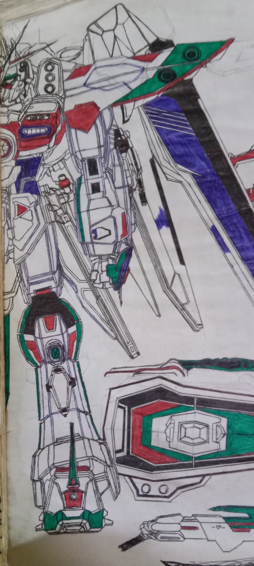 absurdres beam_rifle energy_sword destiny_gundam energy_gun freedom_gundam gundam gundam_seed gundam_seed_destiny highres impulse_gundam leotard looking_at_viewer mecha mechanical_wings mobile_suit no_humans non-web_source purple_leotard robot science_fiction strike_freedom_gundam strike_gundam v-fin weapon wings