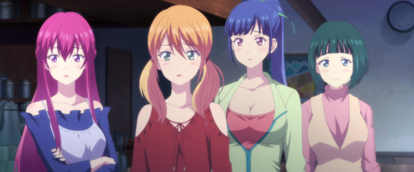 0 4girls anime_screenshot breasts cleavage highres large_breasts long_hair makusawa_ouka megami_no_cafe_terrace multiple_girls ono_shiragiku stitched third-party_edit tsukishima_riho tsuruga_ami twintails
