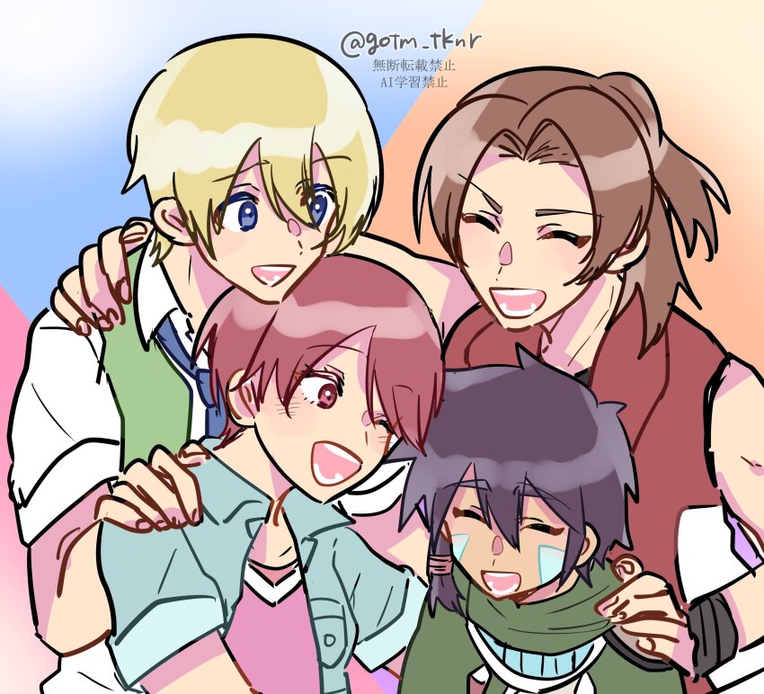 1girl 3boys absurdres daimon_masaru_(digimon_savers) digimon digimon_savers fujieda_yoshino highres multiple_boys noguchi_ikuto short_hair thoma_h._norstein