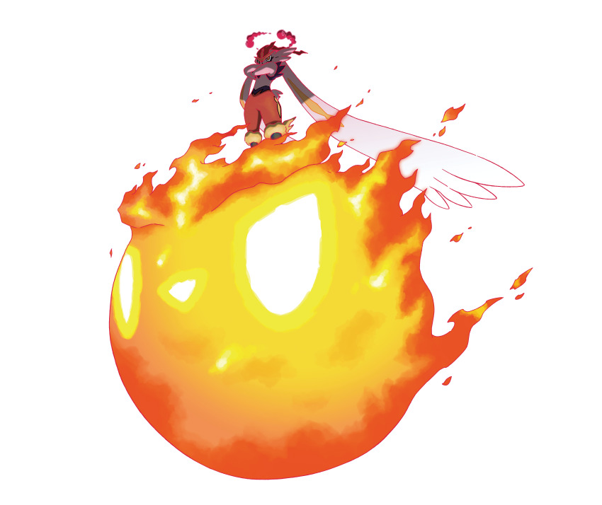 absurdres artist_request cinderace crossed_arms dynamax embers fire fireball gen_8_pokemon gigantamax gigantamax_cinderace highres nintendo official_art outline pokemon pokemon_(creature) pokemon_focus pokemon_swsh red_clouds solo standing third-party_source transparent_background very_long_ears white_outline