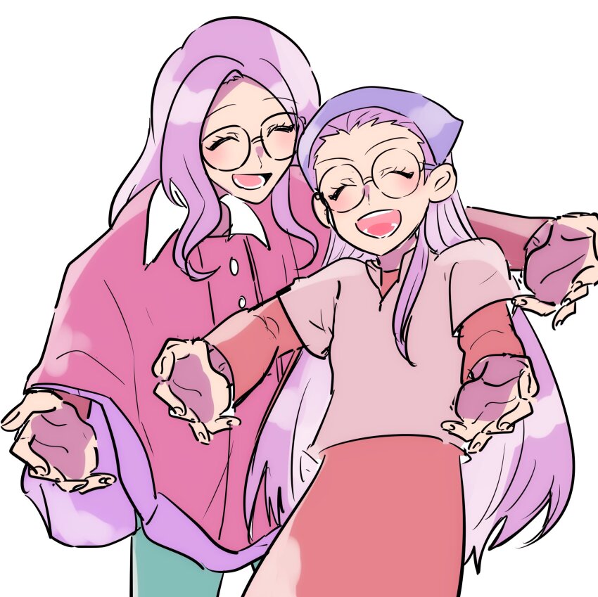 closed_eyes digimon digimon_adventure_02 digimon_adventure_02:_the_beginning glasses gotm_tknr highres inoue_miyako long_hair open_mouth purple_hair smile very_long_hair