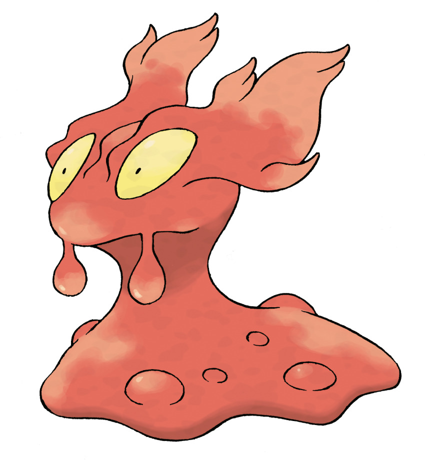 closed_mouth full_body gen_2_pokemon highres nintendo no_humans official_art pokemon pokemon_(creature) pokemon_focus pokemon_hgss slugma solo sugimori_ken third-party_source transparent_background yellow_eyes