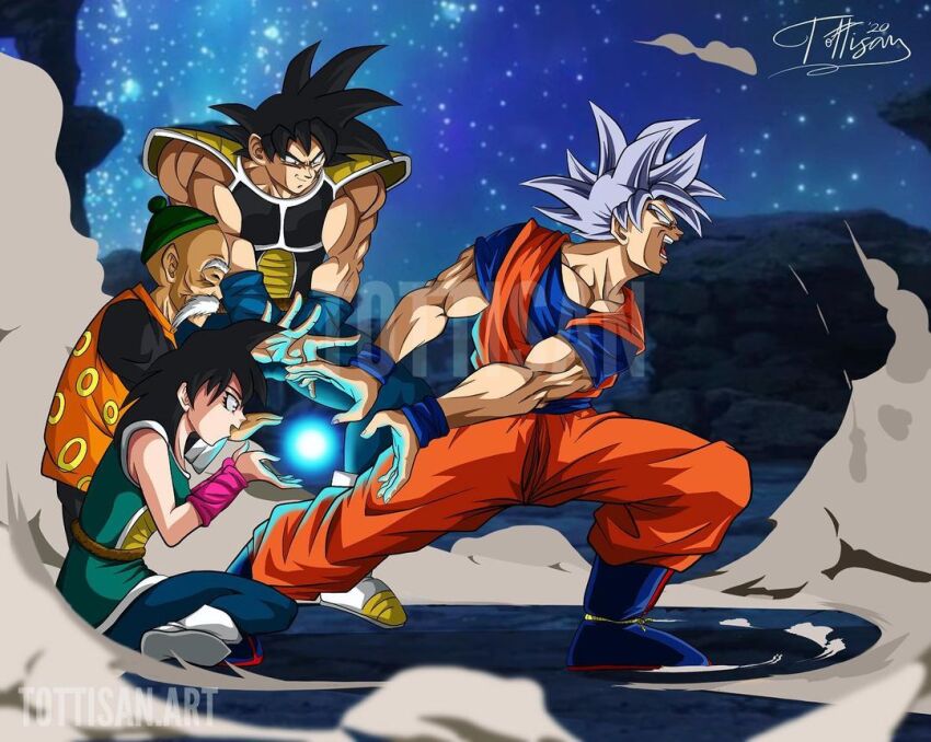 bardock powering_up dragon_ball dragon_ball_(classic) dragon_ball_super dragon_ball_super_broly family_kamehameha father-son_kamehameha father_and_son gine grandfather_and_grandson grandpa_gohan incoming_attack kamehameha_(dragon_ball) mother_and_son night night_sky sky star_(sky) tagme ultra_instinct
