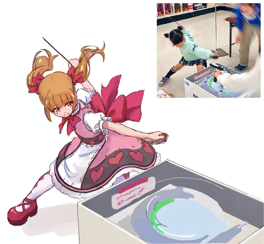 aisaki_emiru beyblade dynamic_pose highres hugtto!_precure precure real_life tagme
