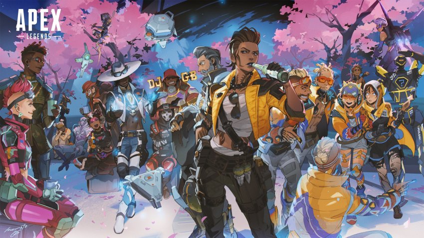 1other 6+boys 6+girls ^_^ aces_high_seer air_orchid_valkyrie animal_ear_headphones animal_ears apex_legends arachnoid_rush_octane ash_(titanfall_2) bangalore_(apex_legends) belt black_belt black_jacket black_shorts blonde_hair bloodhound_(apex_legends) blue_eyes blue_headwear booming_system_gibraltar bottle braid breaking_the_law_loba brown_eyes bucket_hat cable cat_ear_headphones caustic_(apex_legends) cherry_blossoms closed_eyes crossed_arms crypto_(apex_legends) cup d.o.c._health_drone dark-skinned_female dark-skinned_male dark_skin death_dealer_rampart double_bun earrings everyone facial_hair fake_animal_ears fallen_angel_ash fedora floating full_throttle_pathfinder fuse_(apex_legends) gibraltar_(apex_legends) goatee goggles goggles_on_head grey_hair guitar hack_(apex_legends) hair_behind_ear hair_bun hair_slicked_back hat headphones highres holding holding_bottle hood hood_up horizon_(apex_legends) humanoid_robot hype_beast_crypto instrument iwamoto_zerogo jacket jetpack jewelry killing_joke_caustic lifeline_(apex_legends) lit_witt_mirage loba_(apex_legends) looking_down looking_up mad_maggie_(apex_legends) mask mirage_(apex_legends) mob_boss_mad_maggie mohawk mug multiple_boys multiple_girls music navel neon_stardust_horizon night octane_(apex_legends) official_alternate_costume official_art old_gold_fuse olympus_(apex_legends) one_eye_covered pants parted_lips pathfinder_(apex_legends) playing_instrument promotional_art purple_hair radical_action_bangalore rampart_(apex_legends) red_headwear revenant_(apex_legends) ringside_wraith road_warrior_bloodhound robot salute scarf seer_(apex_legends) shadow_on_the_sun_revenant short_hair shorts simulacrum_(titanfall) smile sunglasses thrusters thunder_kitty_wattson triangle_earrings valkyrie_(apex_legends) visor_cap wattson_(apex_legends) white_hair white_headwear white_jacket white_pants worlds_apart_lifeline wraith_(apex_legends) yellow_jacket yellow_scarf